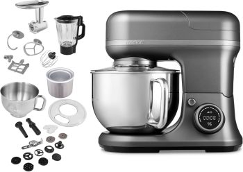 MEDION Küchenmaschine mit Fleischwolf - Mixer, 4in1 - Titan
