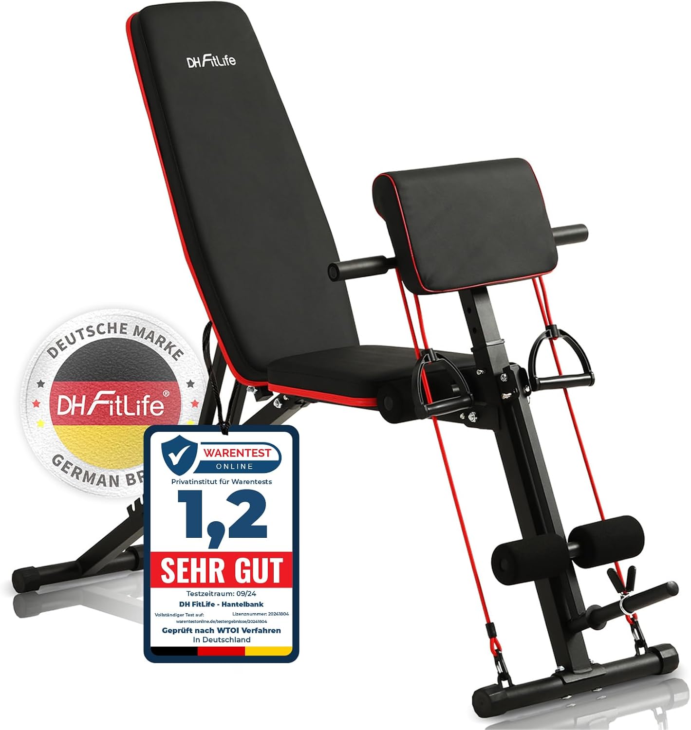 DH FitLife Hantelbank klappbar, 7-fach verstellbare Schrägbank, bis 230 kg