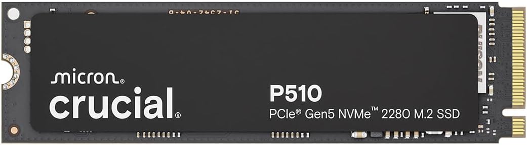 Crucial P510 SSD 1TB M.2 NVMe PCIe 5.0 x4 Gen5, bis zu 11.000 MB/s Lesen, 9.500 MB/s Schreiben, für Laptop und Desktop PC, TLC NAND, Interne Festplatte - CT1000P510SSD8-01