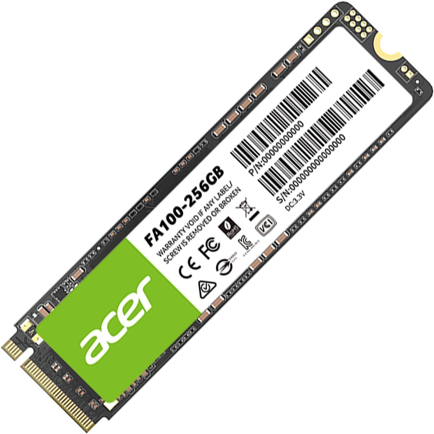 Acer FA100 PCIe 3.0 NVMe SSD 256GB: bis zu 3300 MB/s Lesegeschwindigkeit, Gen3x4 M.2 2280 Interne Festplatte mit HMB & SLC – Gaming Solid State Drive für Laptop/Desktop PC