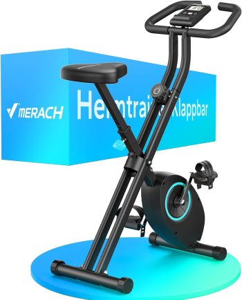 MERACH Heimtrainer Fahrrad Klappbar, Leises Hometrainer Fahrrad mit 16-stufiger Magnetwiderstand, LCD-Display, Komfortabler Sattel, Fitnessbike für Zuhause, Platzsparend Design für Effektives Training