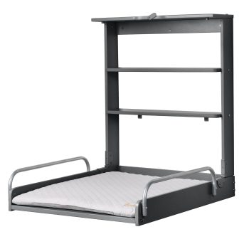 roba Wandwickelregal Anthrazit - Klappbarer Wickeltisch mit Wickelauflage