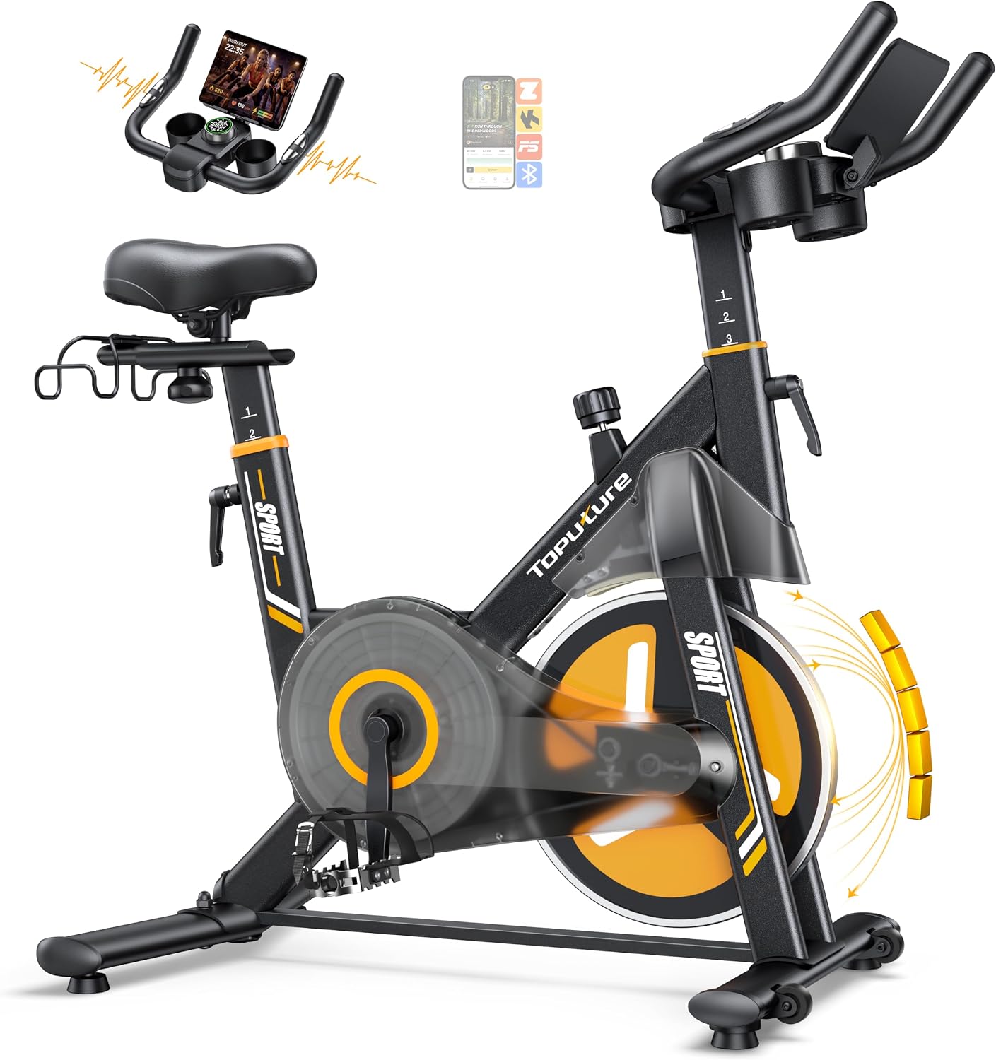 Toputure Neu'26 Heimtrainer Fahrrad mit Elektr. LED-Touchmonitor & 3-App