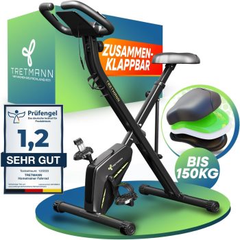 Tretmann Home Fahrrad klappbar – extra bequem & leise, bis 150 kg belastbar