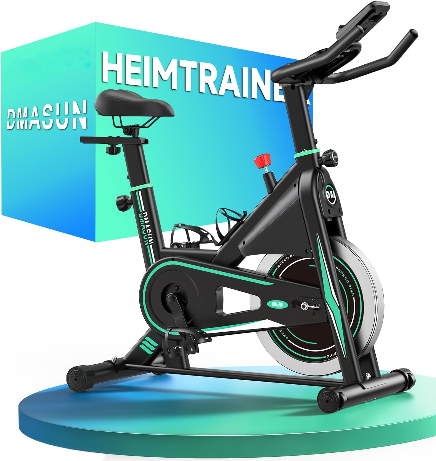 [2026 Aktualisiert] Heimtrainer Fahrrad, DMASUN Leiser Ergometer Hometrainer Fahrrad mit 0-100% Widerstand, Display& Tablet-Halterung, Kardio Training Indoor Cycling Bike mit bequemem Sitz, Bis 160KG