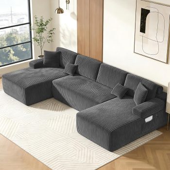 DURASPACE 320cm Cloud Modulares U-förmiges Sofa ohne Gestell,Cord Sofa