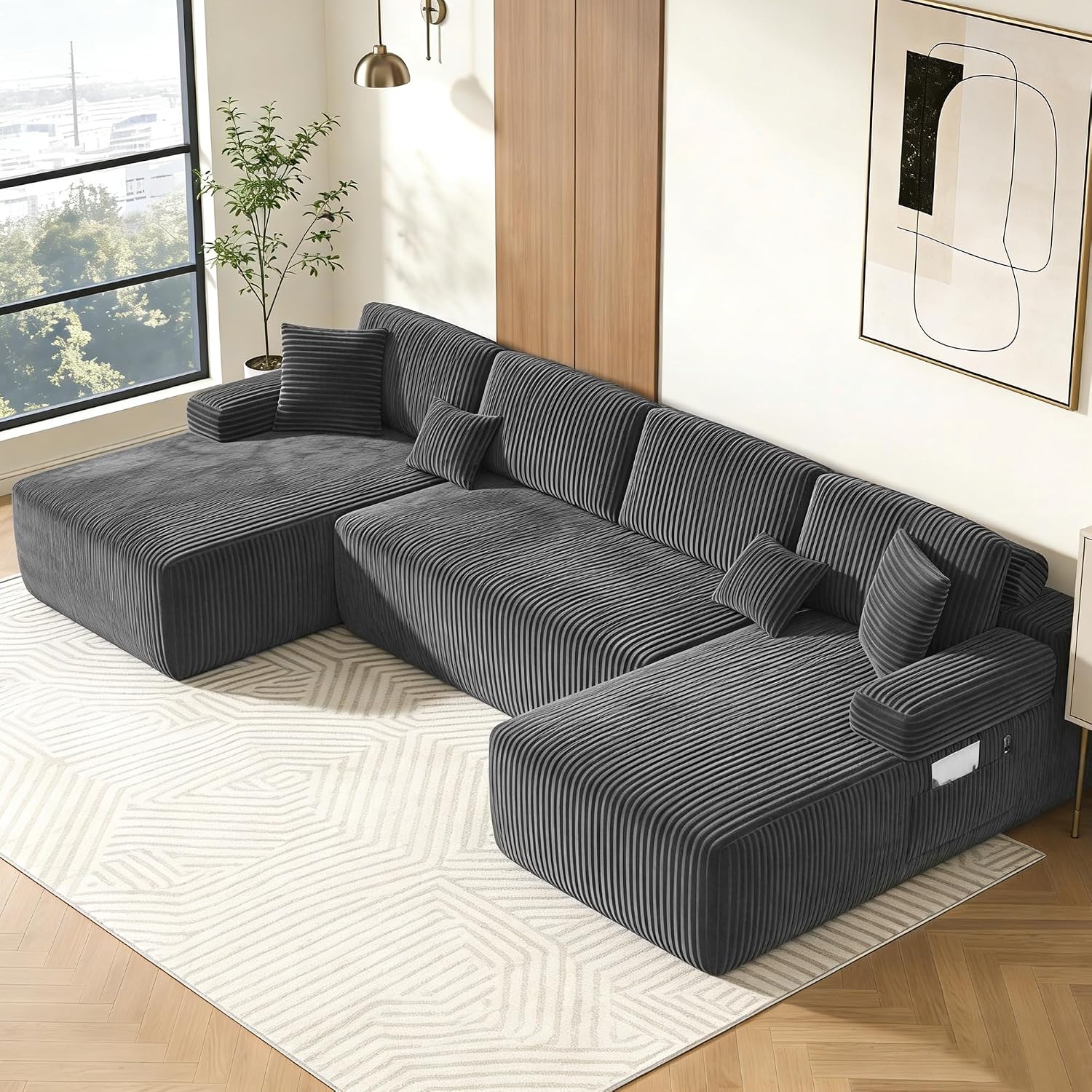 DURASPACE 320cm Cloud Modulares U-förmiges Sofa ohne Gestell,Cord Sofa