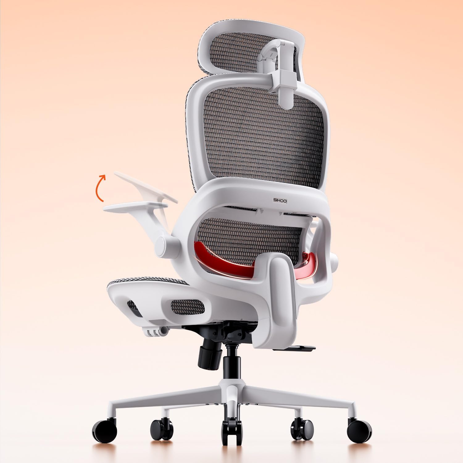 SIHOO B100 Bürostuhl, Bürostuhl Ergonomisch mit Adaptive Lendenwirbelstütze