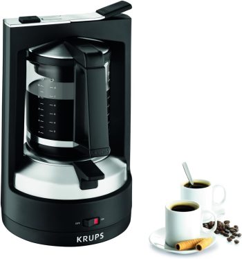 Krups Filterkaffeemaschine T8, 850 Watt, automatische Abschaltung, 8-12 Tassen, 1L Fassungsvermögen, permanenter Filter, beleuchteter Ein-/ Ausschalter, benutzerfreundlich, schwarz, KM4689