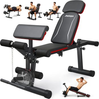 Verbesserte Verstellbare Hantelbank, 9 Rückenpositionen & Klappbar, 550 KG Belastbarkeit Schrägbank, Fitnessbank für Ganzkörper-Krafttraining & Große Männer