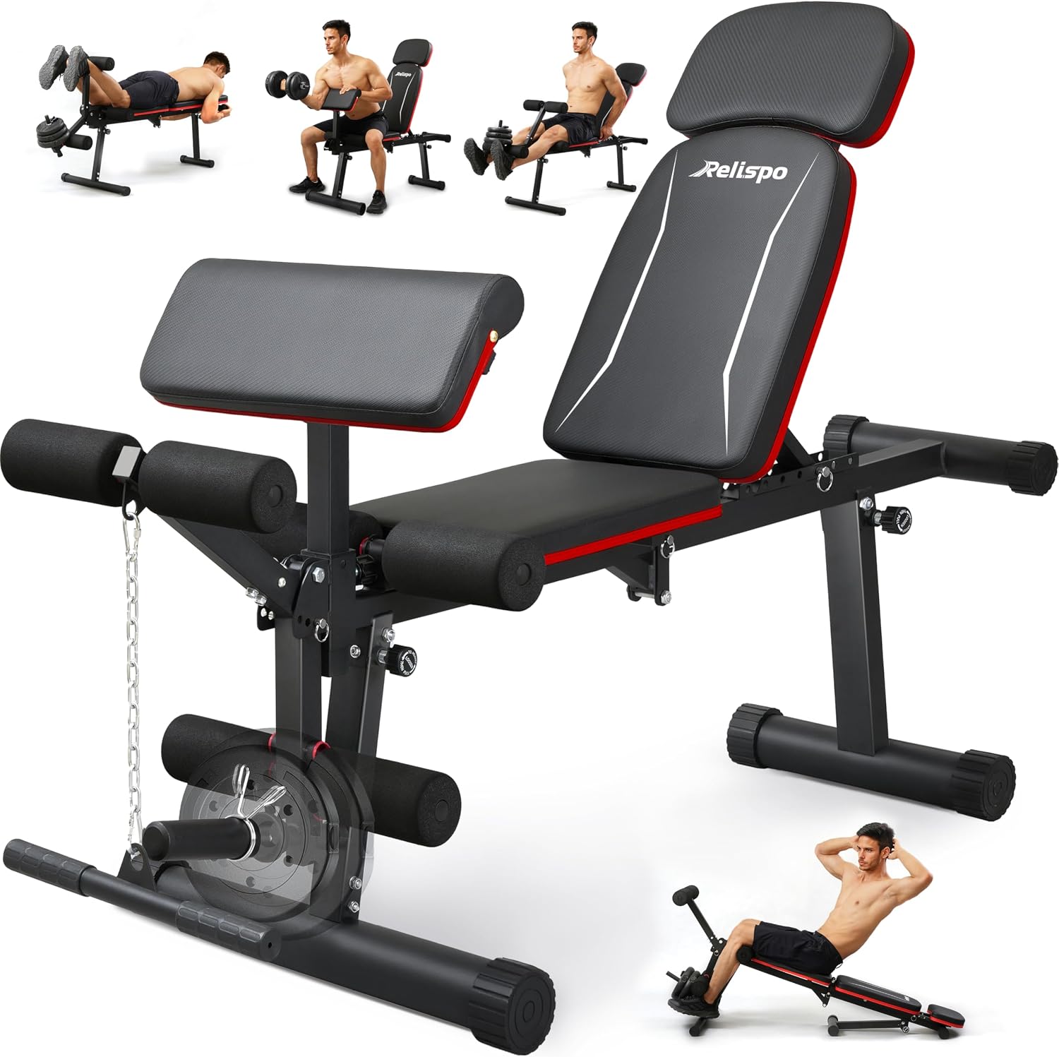 Verbesserte Verstellbare Hantelbank, 9 Rückenpositionen & Klappbar, 550 KG Belastbarkeit Schrägbank, Fitnessbank für Ganzkörper-Krafttraining & Große Männer