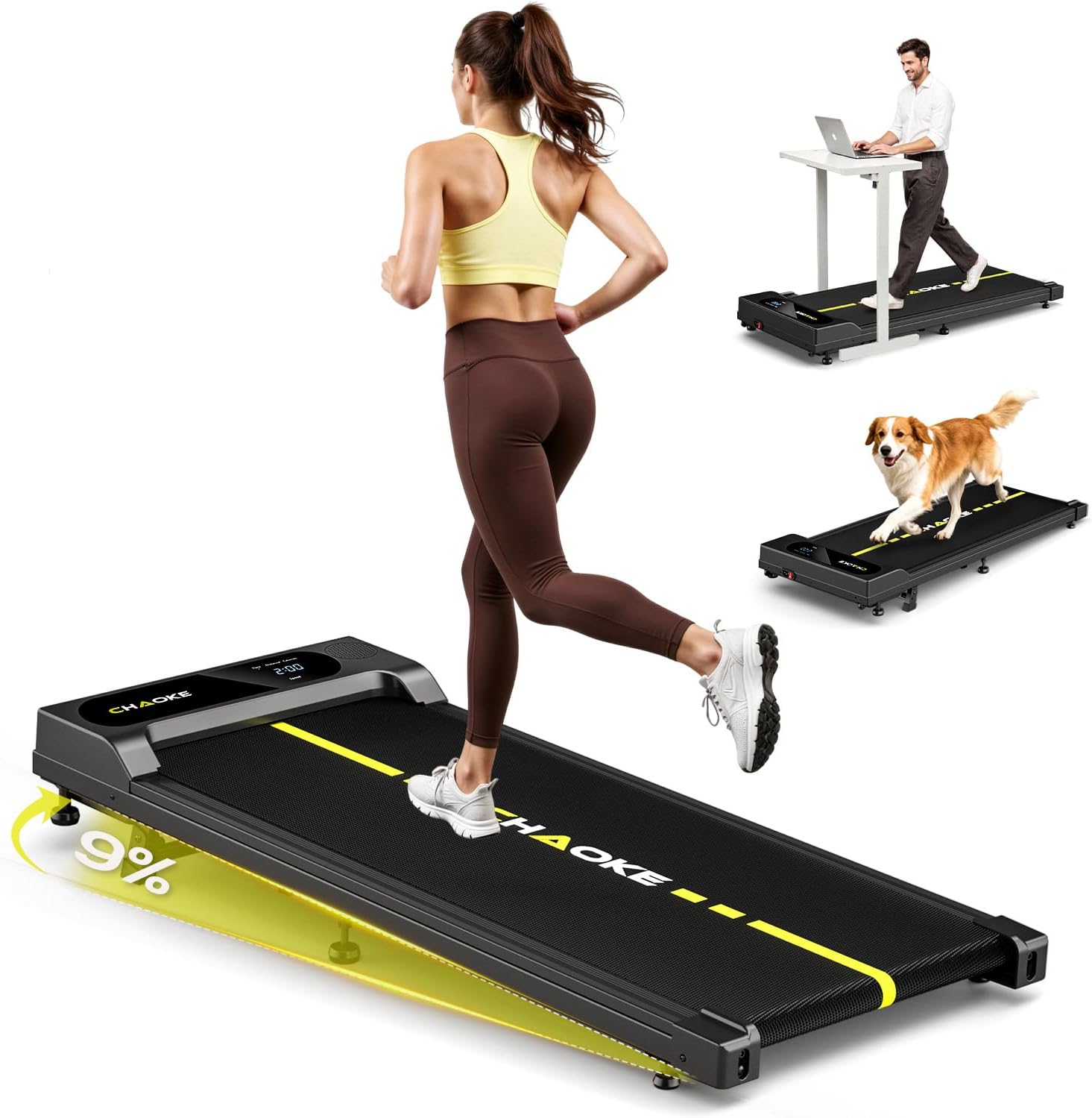 Laufband für Zuhause mit App, Leises Laufband bis 12km/h mit Lautsprechern, 5-in-1 Walking Pad klappbar mit 2,75HP Motor, Treadmill mit 9% Steigung, LCD-Anzeige, Gelenkschonend, Bis 160KG