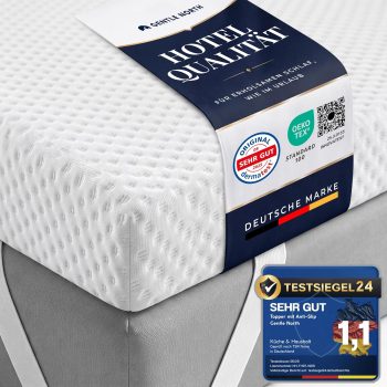 Hochwertiger Topper 140x200cm 7cm - H2/H3 Matratzentopper mit weicher Gel-Memory- und stützender Komfortschicht - Ökotex 100 Zertifiziert - Atmungsaktiver & waschbarer Bezug - Matratzenaufwertung