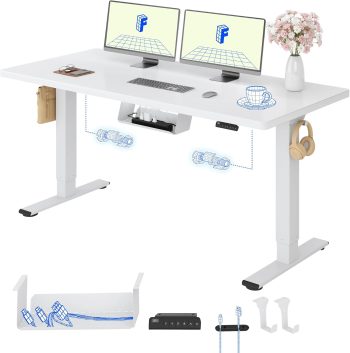 FLEXISPOT Höhenverstellbarer Schreibtisch elektrisch, Doppelmotor 160x80 cm