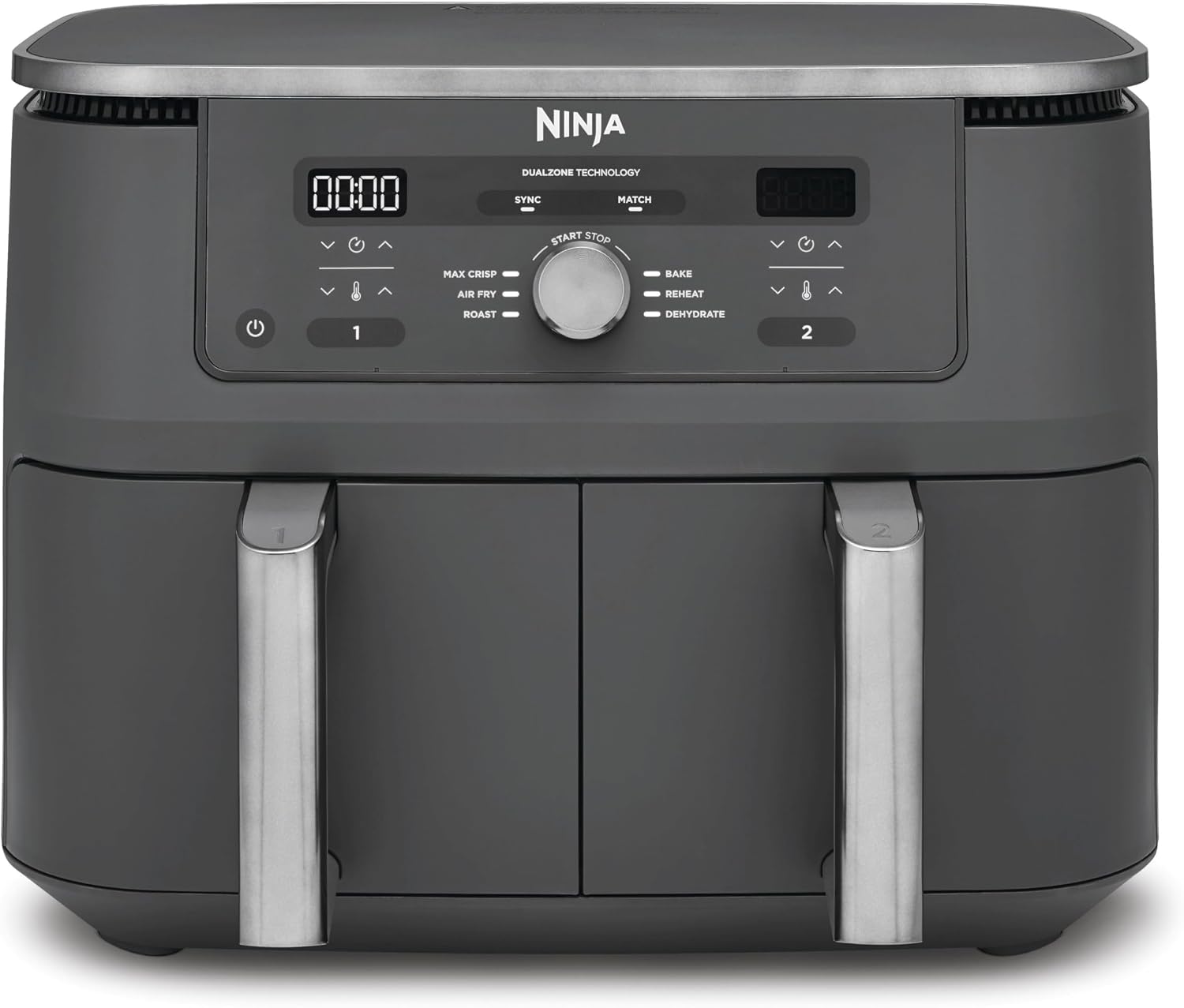 Ninja Dual Zone digitale Heißluftfritteuse, 9,5 L, 6-in-1, Metallic Grau