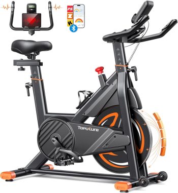 Neu Toputure Heimtrainer Fahrrad mit Pulsmessung und APP, 15KG Schwungrad Ergometer, 0-100% Magnetwiderstand Hometrainer Fahrrad, Bis 160KG, Tablet-Halter, Getränkehalter, Ultraleise