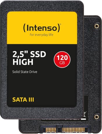 Intenso Interne 2,5" SSD SATA III High, 120 GB, 520 MB/Sekunden, Schwarz
