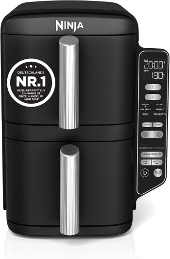 Ninja Double Stack Heißluftfritteuse, 7,6 L, 6 Portionen, Schwarz