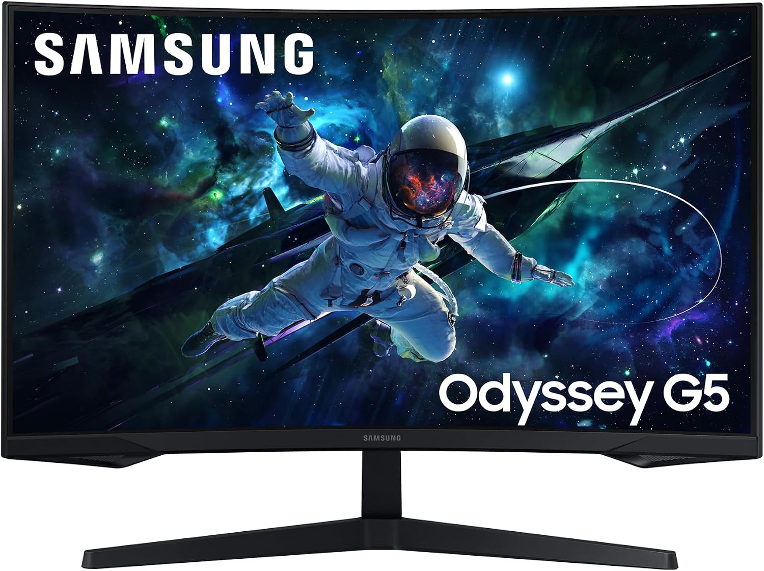 Samsung Odyssey G55C Curved Gaming Monitor 32 Zoll, Bildschirm mit VA-Panel, 2.560 x 1.440 Pixel, 1.000R Radius, HDR10, AMD FreeSync, 165 Hz, Reaktionszeit 1 ms (MPRT), LS32CG554EUXEN