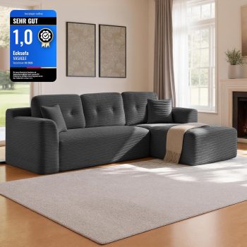 VASAGLE Ecksofa, Keine Montage erforderlich, modulares Sofa, 244 cm breit