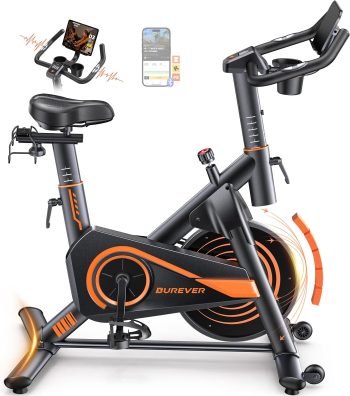 Hometrainer Fahrrad mit App, Ultraleise Heimtrainer Fahrrad, Ergonomisches Design, LCD Display mit Pulsmessung, Magnetischer Widerstand, 15KG Schwungrad, Bis 160KG