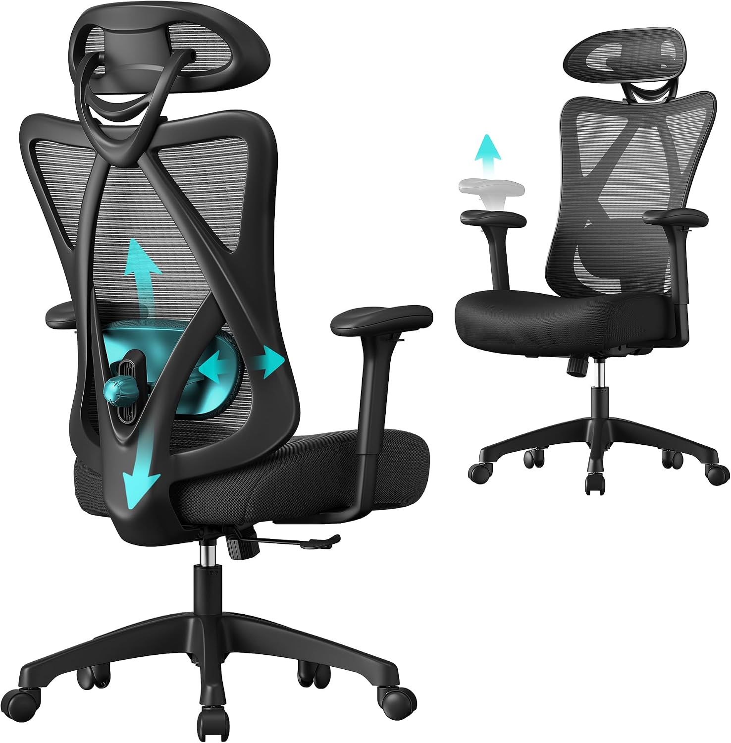 SONGMICS Bürostuhl, ergonomischer Schreibtischstuhl, 150 kg
