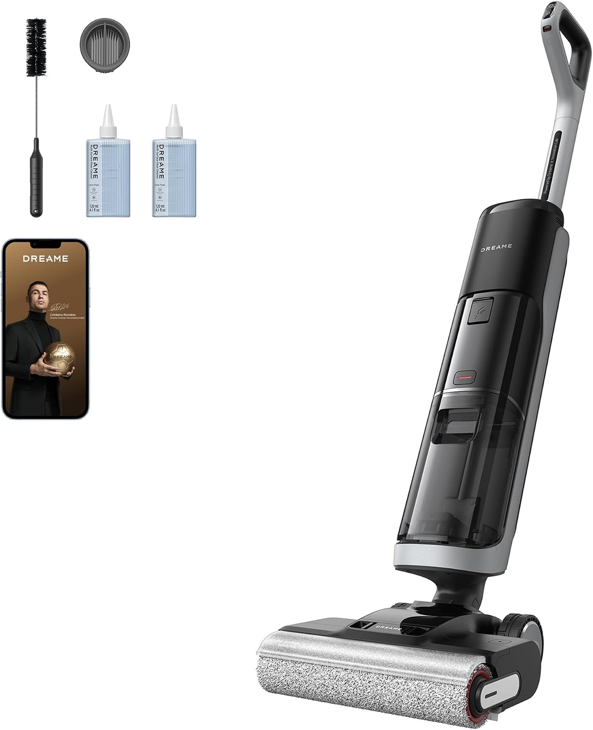 dreame H14 Pro Nass- und Trockensauger, 180° Lie-Flat, 60 °C Bürstenpflege, 5-min Trocknung, automatische Lösungsmittelverteilung, App-Steuerung, Doppelrotationsbürste, 18.000Pa Saugkraft, Doppelkante