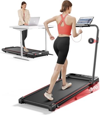 Laufband für Zuhause mit 9% Neigung, 12 km/h Klappbar Laufband mit Steigung, 2.5HP Leiser Motor, 4 IN 1 Under Desk Schreibtisch Treadmill für Zuhause & Büro