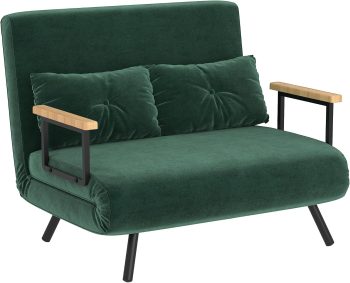 HOMCOM Schlafsofa 4 in 1 mit Schlaffunktion Samtoptik 183x98,5cm Grün