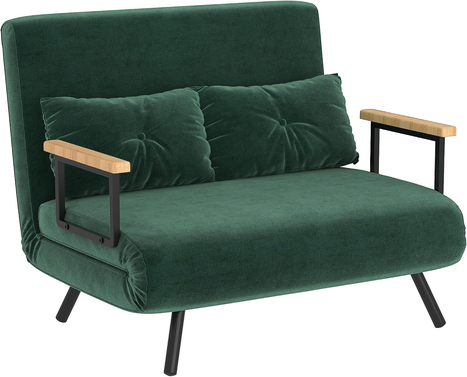 HOMCOM Schlafsofa 4 in 1 mit Schlaffunktion Samtoptik 183x98,5cm Grün