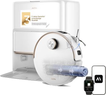 Mova Z60 Ultra Roller Complete Saugroboter mit Wischfunktion, HydroForce-Wischen, AutoShield-Technologie, LiftPro-Gehäuse und StepMaster 2.0-System, 28.000 Pa Saugkraft, Wischen mit DuoSolution-System