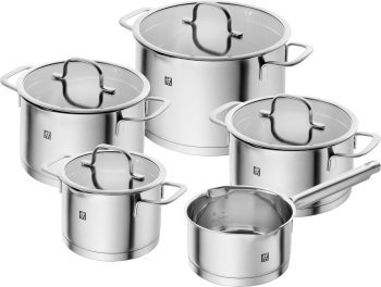 ZWILLING TrueFlow Kochtopfset, 5-teilig, Mit Ausgießfunktion, Induktionsgeeignet, Edelstahl, Silber