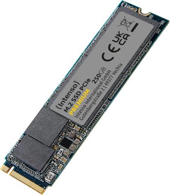 Intenso 250GB M.2 SSD PCIe Premium, bis zu 2100 MB/s, (PCI Express Gen.3x4 NVMe 1.3, Solid State Drive)