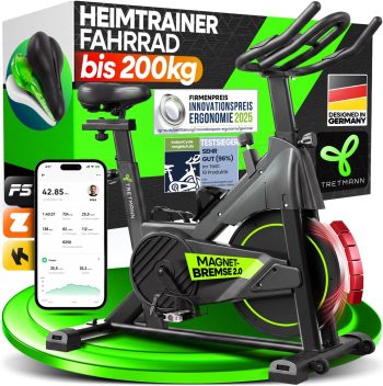 NEU Tretmann Heimtrainer Fahrrad 200 kg belastbar + APP - extra bequem