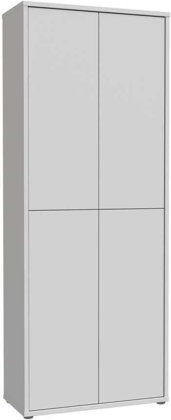 Forte Alice Springs Schuhschrank 70 80, moderner Flurschrank mit 4 Türen und 8 Einlegeböden, Holzwerkstoff, Secret Grey, 74,5 cm breit x 191,9 cm hoch x 34,9 cm tief