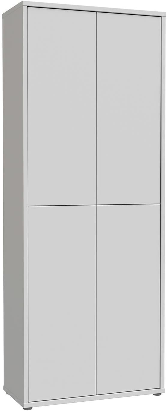 Forte Alice Springs Schuhschrank 70 80, moderner Flurschrank mit 4 Türen und 8 Einlegeböden, Holzwerkstoff, Secret Grey, 74,5 cm breit x 191,9 cm hoch x 34,9 cm tief