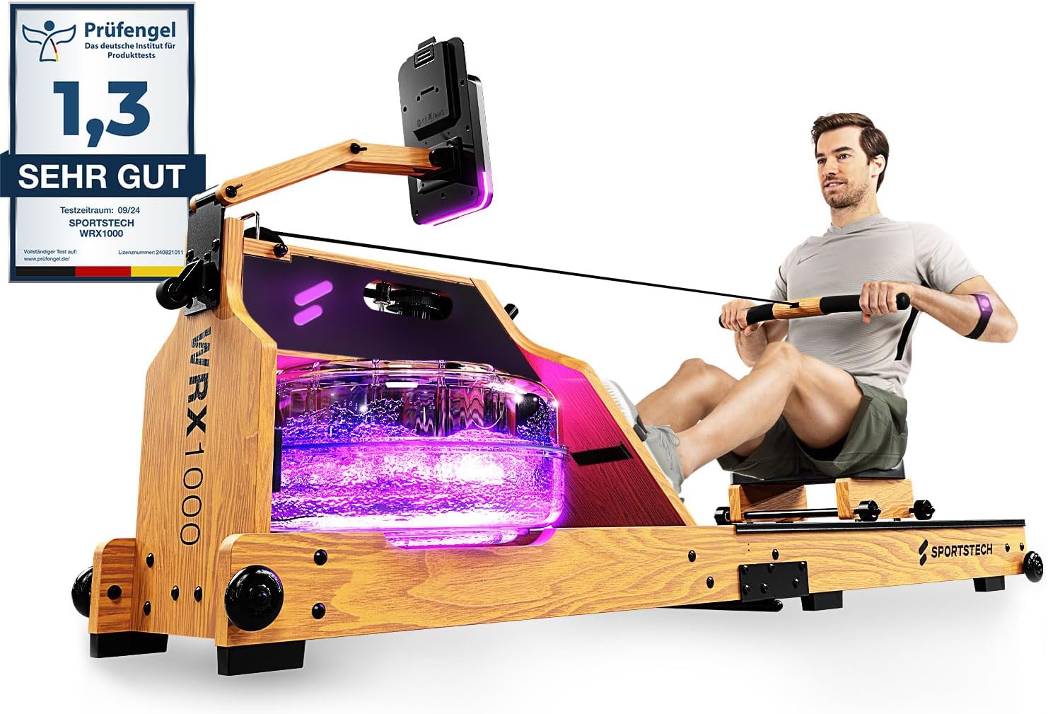 Sportstech, Wasserrudergerät + 3-Fach individuell verstellbar WRX1000