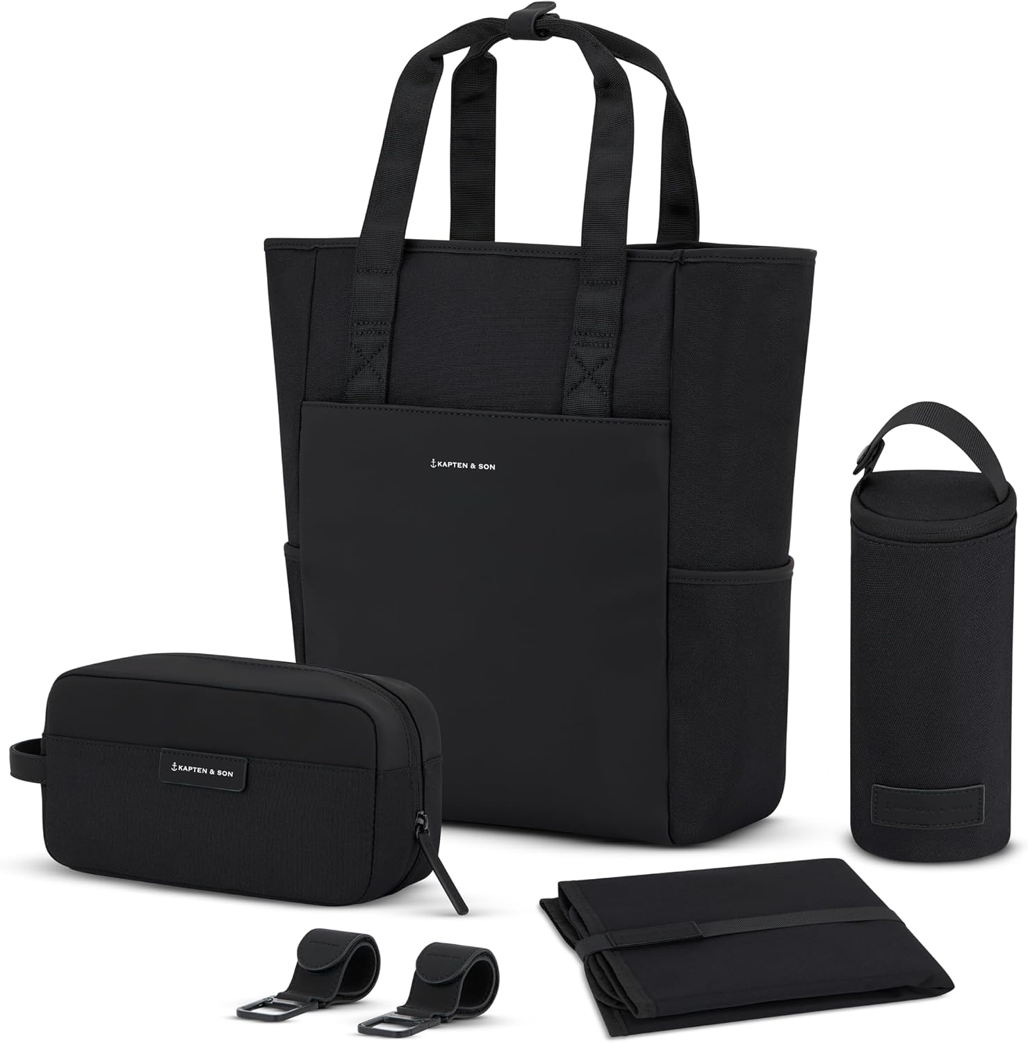 Kapten & Son Rucksack Lindby Diaper Set 18 L | 2in1 Wickelrucksack & Wickeltasche mit Kinderwagen- und Kofferbefestigung | inklusive Kulturtasche, Wickelunterlage & isolierter Flaschenhalter