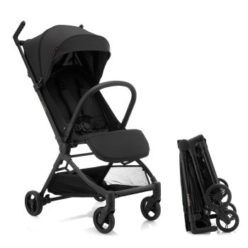 Gromast Reise-Kinderwagen für Flugzeug, ultrakompakt und leicht, nur 4,5 kg, tragbarer Kinderwagen, mit UPF 50+ Baldachin und Getränkehalter, Schwarz