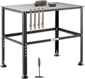 VEVOR Schweißtisch 914,4x609,4x784,8mm, Montagetisch mit Einer Tragkraft von 362kg, Werkbank mit 16mm Befestigungslöchern & rutschfesten Fußpolstern für Schweißmontage- & Reparaturarbeiten