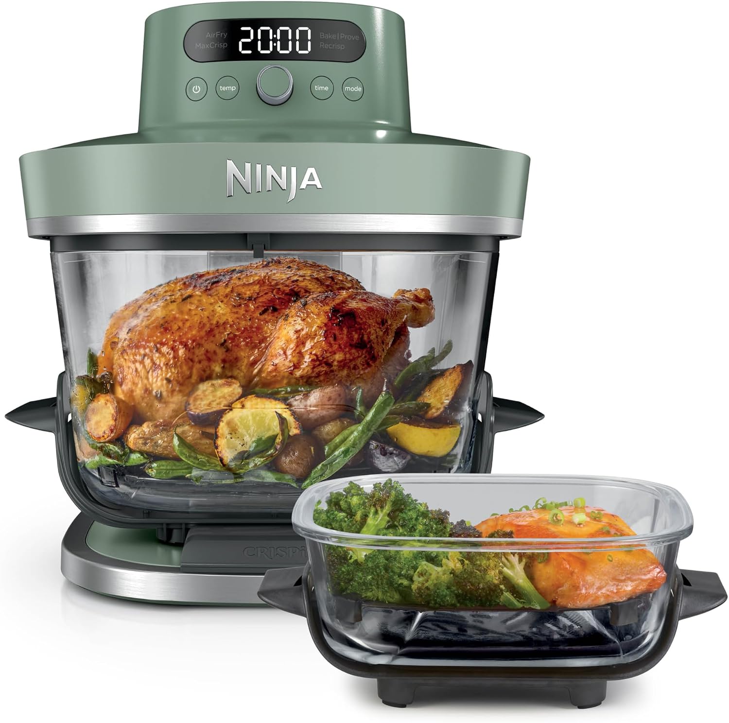 Ninja CRISPi PRO XL Glas-Heißluftfritteuse, 5 Funktionen, Moosgrün