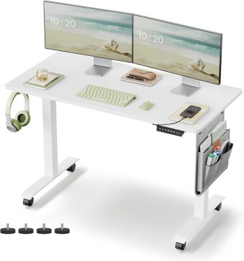 VASAGLE Höhenverstellbarer Schreibtisch elektrisch, 120 x 60 cm