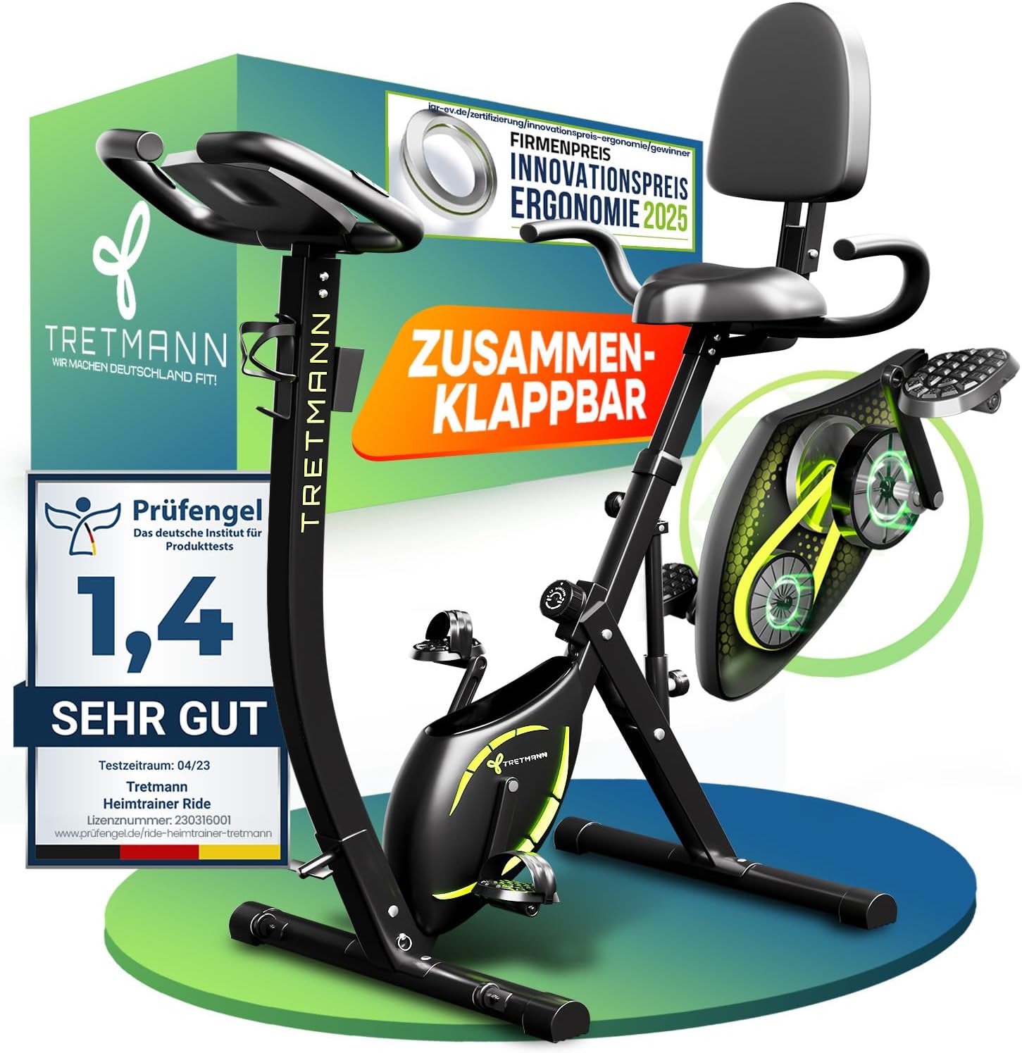 Tretmann 3in1 Heimtrainer Fahrrad klappbar – extra leise & komfortabel