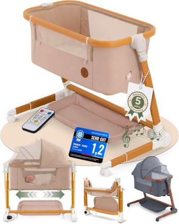 Elektrisches Babybett mit Rollen, Beistellbett Baby Boxspringbett
