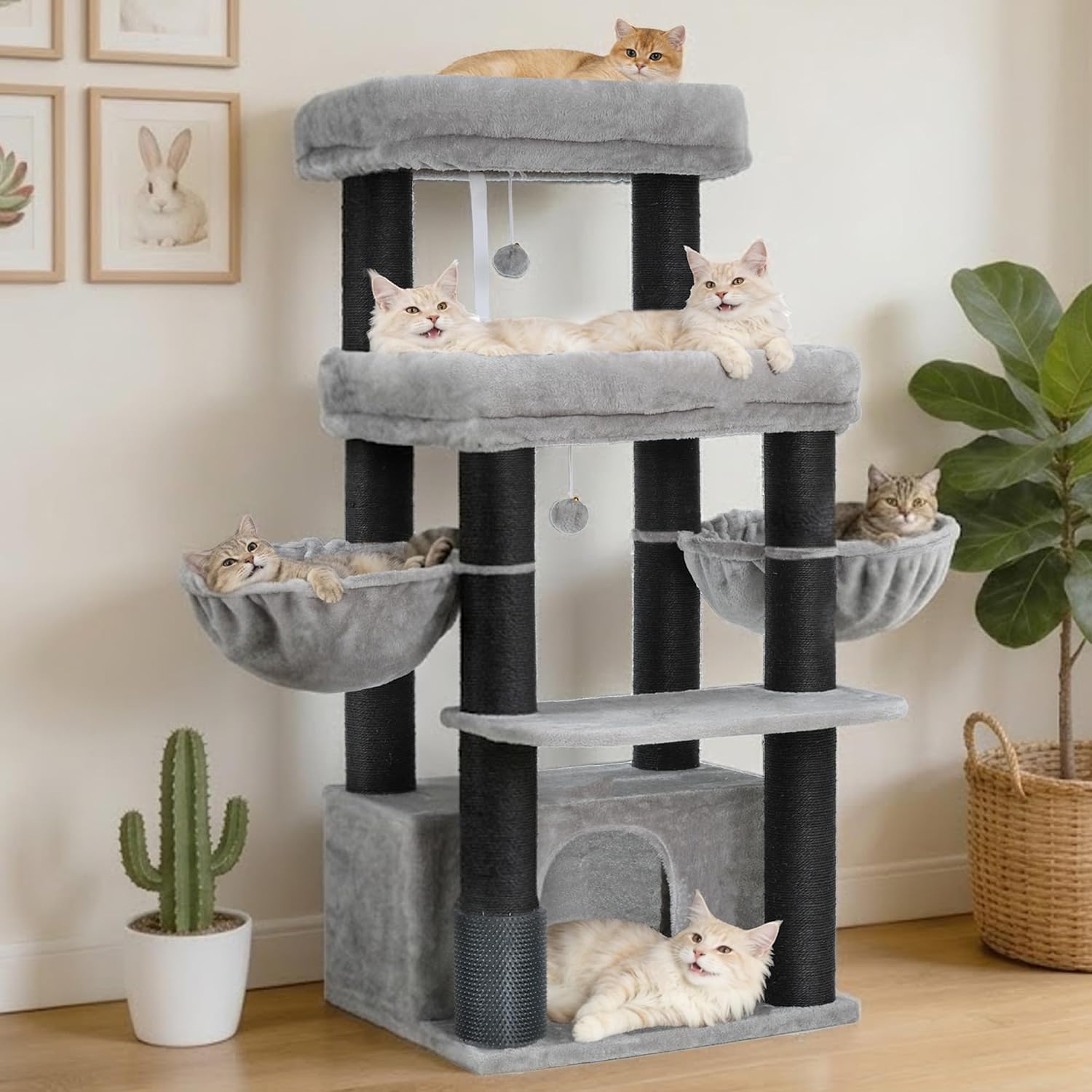 Hey-brother Kratzbaum für große Katzen, mit 8cm Dicke Sisalpfosten, MPJ02W