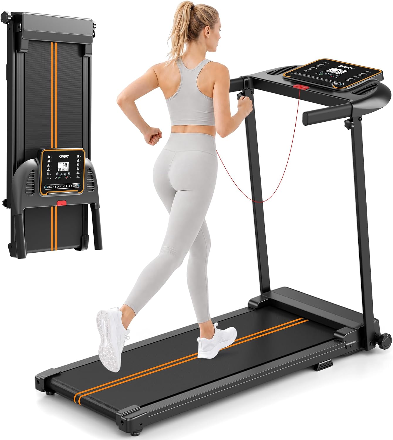 Laufband für Zuhause, Klappbar Laufbänder, Walking Pad Schreibtisch Treadmill for Home Office, Elektrische Laufpad 10 KM/H Leise Klein Walk Tretmühle Klappbares, Büro Lauf Mit Griff Under Desk