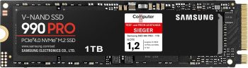 Samsung 990 PRO NVMe M.2 SSD , 1 TB, PCIe 4.0, 7.450 MB/s Lesen, 6.900 MB/s Schreiben, Interne SSD für Gaming und Videobearbeitung, Schwarz, MZ-V9P1T0BW
