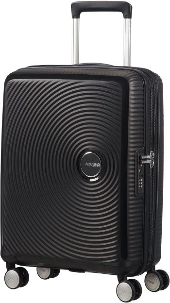 American Tourister Soundbox - Spinner S Erweiterbar Handgepäck, 55 cm, 35.5/41 L, Schwarz (Bass Black)