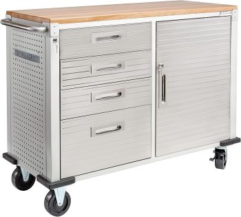Seville Classics UltraHD® Fahrbare Werkbank mit 4 Schubladen, für Büro, Garage, Werkstatt, 121,9 x 50,8 x 95,2 cm, Granit
