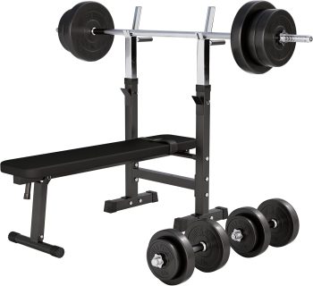 GORILLA SPORTS® Hantelbank mit Hantelset 38/70/100 kg, bis 200 kg, klappbar